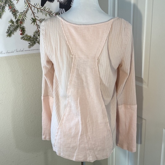 LISTCLE Long Sleeve Waffle Knit Top Dusty Pink Size M - Picture 4 of 12